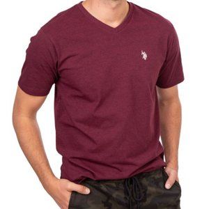 U.S. Polo Assn. Men's Short Sleeve V-Neck Tee (Wine Heather)